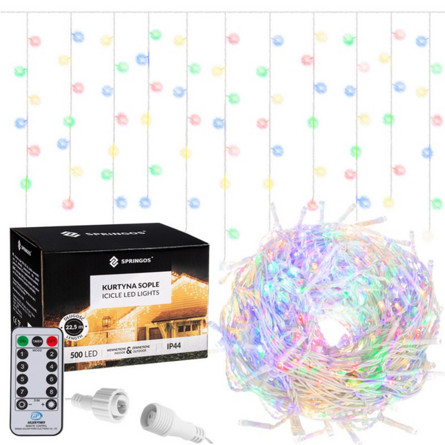 IJspegel Verlichting | 20 m + 2.5 m Snoer | Inclusief Afstandsbediening | 500 LED | Multicolor | Koppelbaar