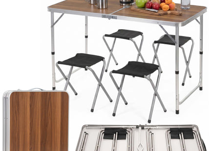 Picknick Tafel Met Bankjes - Campingtafel - Campingset - Biertafel - Horeca -Tafel - Stoelen - Opvouwbaar - Zwart -  120 x 60 x 55 cm