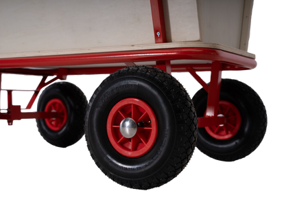 Bolderkar | Houten Bolderkar | Tuinkar | 50 KG | Rood | Naturel