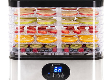 Voedseldroger - Fruit- en kruidendroger - 6 Laags - Metaal - Kunststof - 42°C – 70°C - 12 Liter - 400 Watt