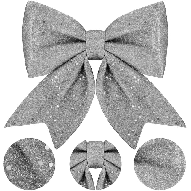 Kersthanger | Kerstversiering | Kerstdecoratie Voor Binnen | Kerststrik | Zilver | Glitter| 20 cm | 1 Stuk
