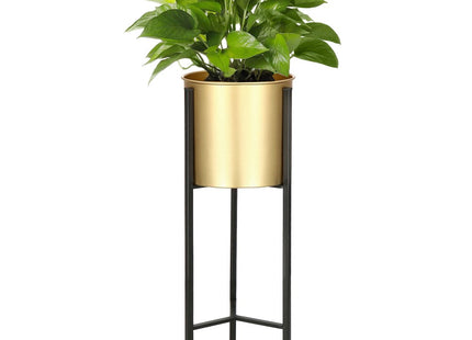 Staande Plantenbakken | Plantenbak | Bloempothouder | Set Van 2 | Metaal | Goud/Zwart