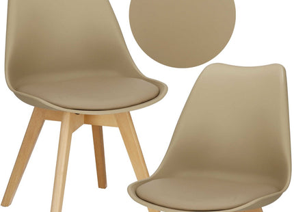 Eetkamerstoel - Gestoffeerd - Beige - 82 x 44,5 x 41 CM