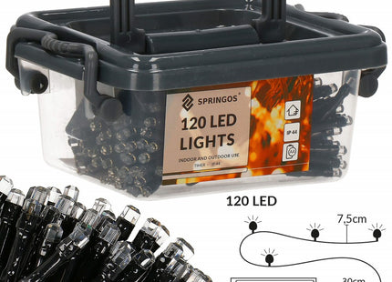 Kerstverlichting | Kristalvorm | 9 m | Batterij  | 120 LED | Warm Wit