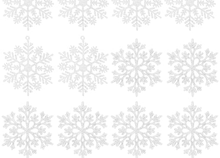Kerstversiering | Kerstdecoratie voor binnen | Kersthanger | Sneeuwvlokken | Kunststof | 12 Stuks | 9/10 cm