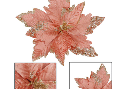 Kunstbloem - Kunststof - Roze - Glitters - 29 cm