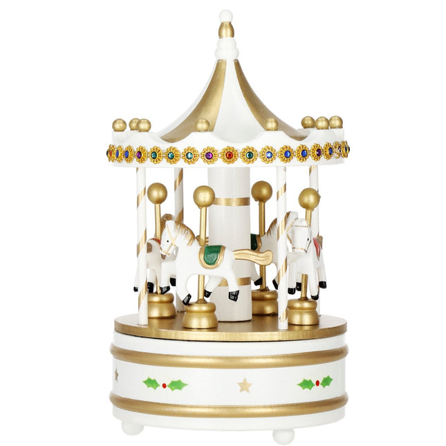 Draaimolen | Muziekdoosje | Carrousel | Goud/Wit