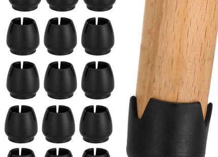 Stoelpoot Beschermers | Stoelpootdoppen | Vloerbescherming | 16 Stuks | 17-21 mm | Zwart