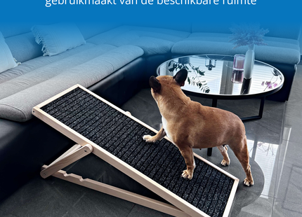 Hondentrap - Hondenloopplank - Instelbaar - Voor Grote en Kleine Honden - Zwart/Hout