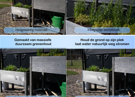 Kweekbak - Plantenbak - Moestuin - Planten - Hout - Geïmpregneerd - Rechthoekig - Grijs - 80 x 40 x 50 Cm