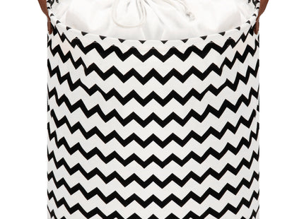 Opbergmand - Speelgoedmand - Kledingmand - Organizer - Handvatten - Zigzag Patroon - Zwart - Wit