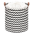 Opbergmand - Speelgoedmand - Kledingmand - Organizer - Handvatten - Zigzag Patroon - Zwart - Wit