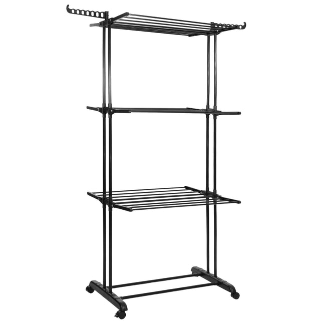 Wasrek - Droogtoren - Droogrek - 4 - Etages - Inklapbaar - Inclusief- Wielen - Draaibaar - 180x75,5x49 cm