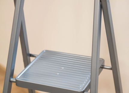 Huishoudtrap - Ladder - Keukentrapje - 4 - Etages - Antislip - Opvouwbaar - Grijs - 150 KG - Grijs