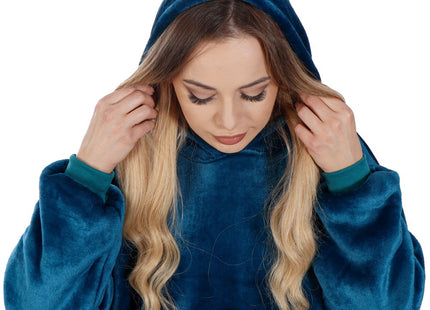 Hoodie Deken - Deken Met Mouwen - One Size - Blauw