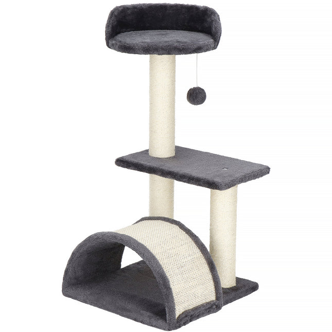 Krabpaal - 3 Etages - Voor Katten - Meubelbescherming - 33 x 33 x 67 cm - Grijs