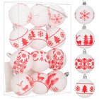 Kerstballen | 12 Stuks | 7 cm | Rood | Wit
