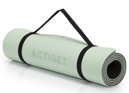 Actiget® Yogamat - Extra Dik - Inclusief Draagriem - 183 x 61 x 0,6 CM - Groen - TPE