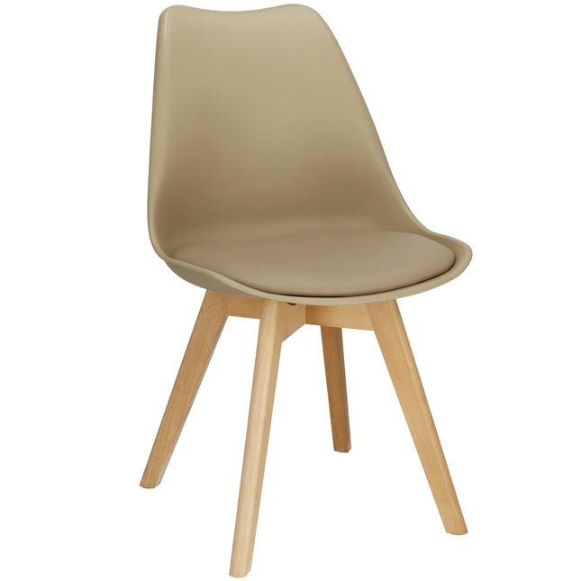 Eetkamerstoel - Gestoffeerd - Beige - 82 x 44,5 x 41 CM