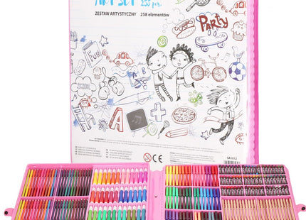 Tekendoos | Tekenkoffer Kinderen | 258 Delig | 47 x 45 x 4 cm | Roze