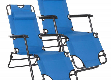 Tuinstoelen | Ligstoel | Ligbed | Verstelbaar | Inclusief Hoofdsteun | 2 Stuks | Lichtblauw