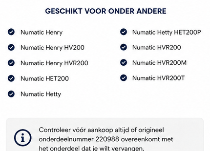 SQOON® Sleepcontact / Veercontact geschikt voor Numatic HVR200 – Set – Vervanger voor 220988