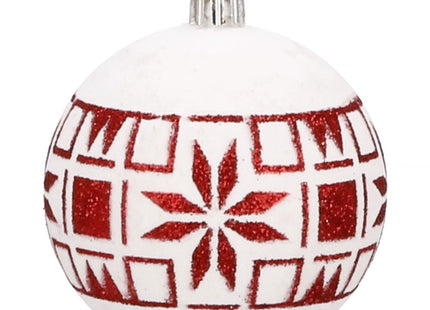 Kerstballen | 30 Stuks | 7 cm | Rood/Wit