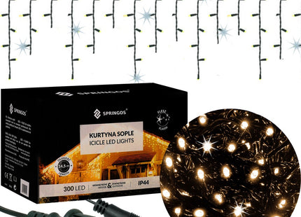 IJspegel Verlichting | Kerstverlichting Buiten | 12 m + 2.5 m Snoer | 300 LED | Flash | Koppelbaar | Warm/Koel Wit