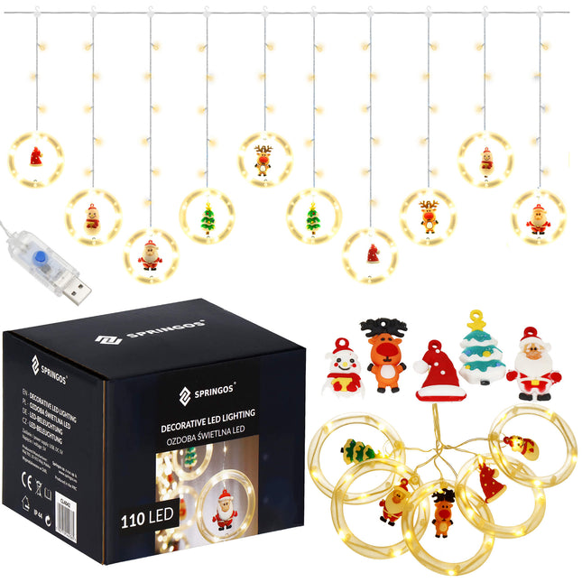 Lichtgordijn | IJspegel Verlichting | Figuren | 110 LED | 5 M |Warm Wit