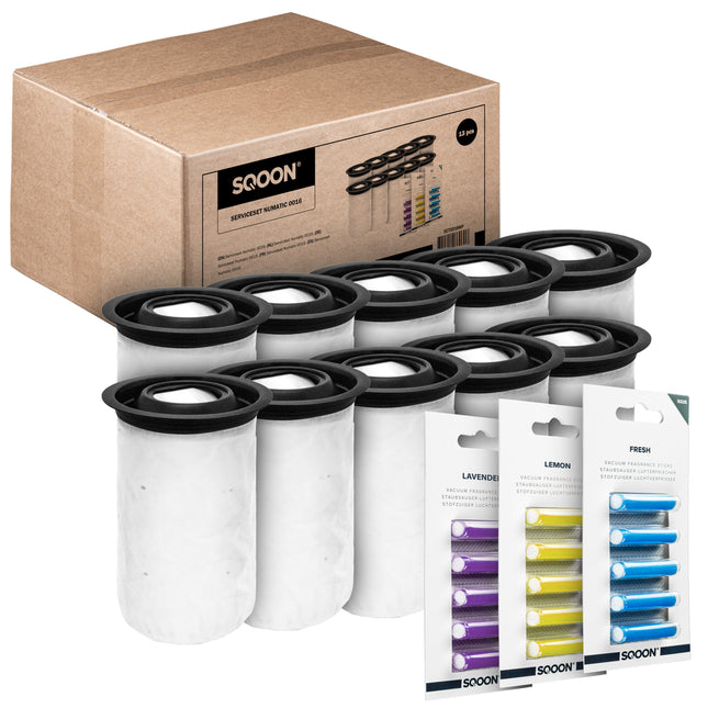 SQOON® Stofzuigerzakken Geschikt voor Numatic Henry Quick / Hetty Quick / NQ Quick – Set van 10x Stofzuigerzakken gelijk aan 915744, 915269 + 15x Geursticks