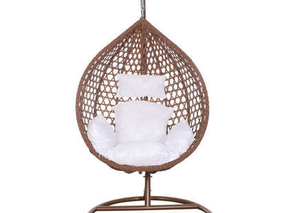 Hangstoel | Egg Hangstoel | XXL 125 cm | Inclusief Standaard & Kussen | Bruin/Rotan