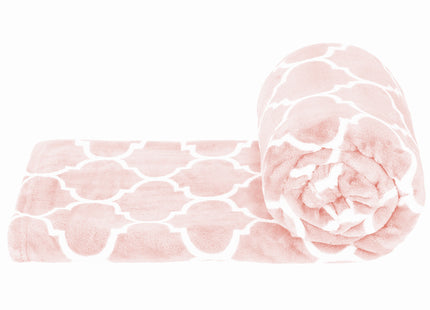 Plaid | Sprei | Bankdeken | Deken | 150 x 200 cm | Pluche | Roze | Marokkaanse klaver