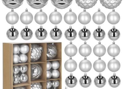 Kerstballen | 37 Stuks | 7/13 cm | Zilver