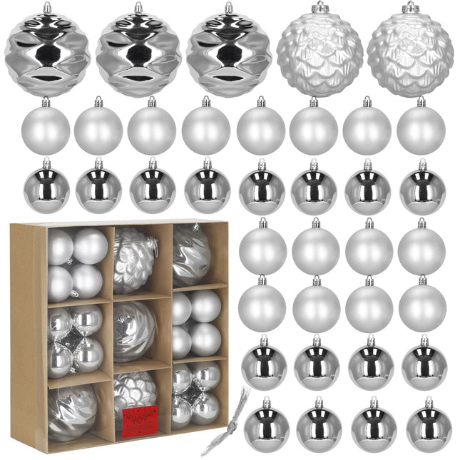 Kerstballen | 37 Stuks | 7/13 cm | Zilver