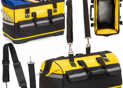 Gereedschapstas - Werkplaatstas - Gereedschapsorganizer - Vakken - Zwart/Geel - 49x27x35 cm - 45 Liter