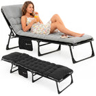 Campingbed | Campingstoel | Kampeerstoel | Verstelbaar | Vouwstoel | Visstoel | Inklapbaar | Zwart/Grijs | 120 Kg | 175 x 57 x 70 Cm