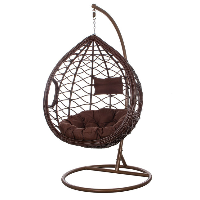Hangstoel | Egg Hangstoel | XXL 125 cm | Inclusief Standaard & Kussen | Bruin