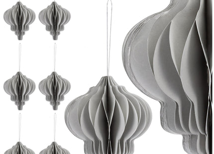 Kerstbal | Papier | 12,5 Cm | 3D | Grijs | 6 Stuks
