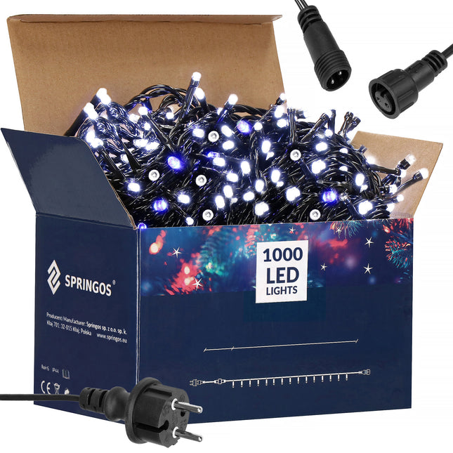 Kerstverlichting | 81,5 m | 1000 LED | Koud Wit + Blauwe Flits