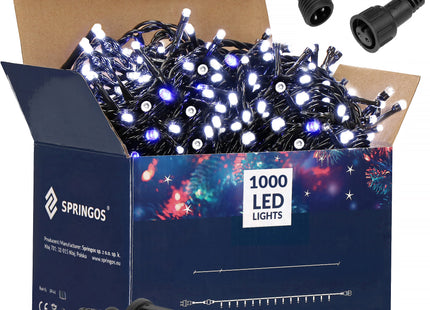 Kerstverlichting | 81,5 m | 1000 LED | Koud Wit + Blauwe Flits