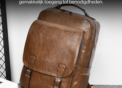 (BALT-PLC-002-01) Baltan Leren Rugzak - Backpack - Bruin - 40 X 28 X 14 CM