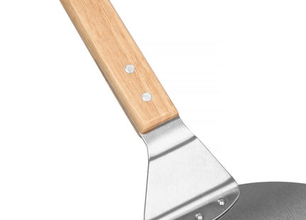 Pizzaschep | Houten handvat | 30 cm | Naturel/Zilver