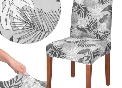 Stoelhoes - Voor Eetkamerstoelen - Met Stretch - Bladeren - Grijs