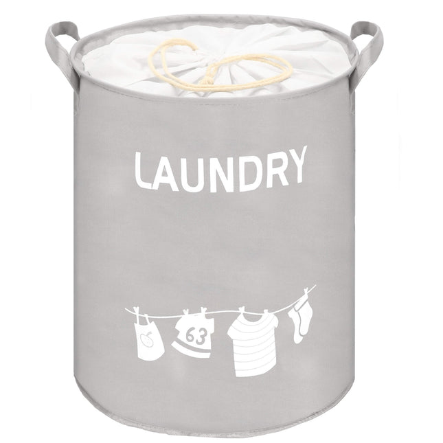 Wasmand - Opbergmand - Kledingmand - Organizer - Handvatten - Laundry  - Grijs - Wit