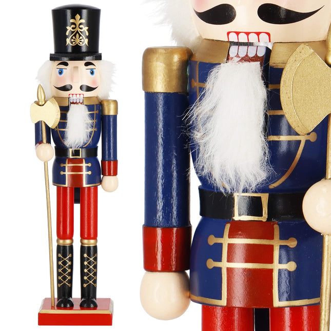 Notenkraker Kerst | 38 cm | Blauw/Rood