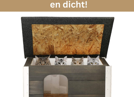 Kattenhuis - Voor Buiten - Geïsoleerd - 56 x 46 x 30 cm - Grijs