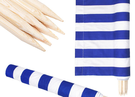 Strand Windscherm Met Stokken | Windscherm Strand | Windscherm Camping | 15 Meter | Blauw/Wit