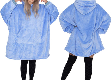Oversized Fleece Deken/Trui - Oversized Deken - Oversized Trui - Hoodie - Capuchon - Lichtblauw