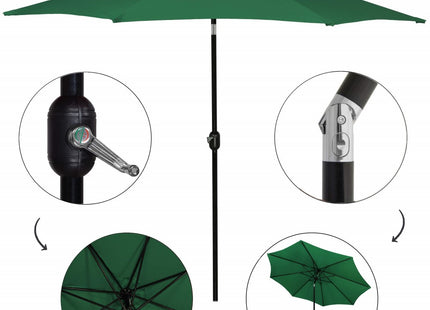 Parasol | Parasols | Kantelbaar | Met Ventilatie | Groen | 300 cm