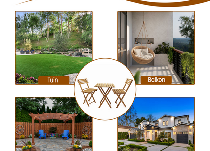 Tuinset | Tuintafel | Tuinstoelen | 3-delig | Opvouwbaar | Bruin